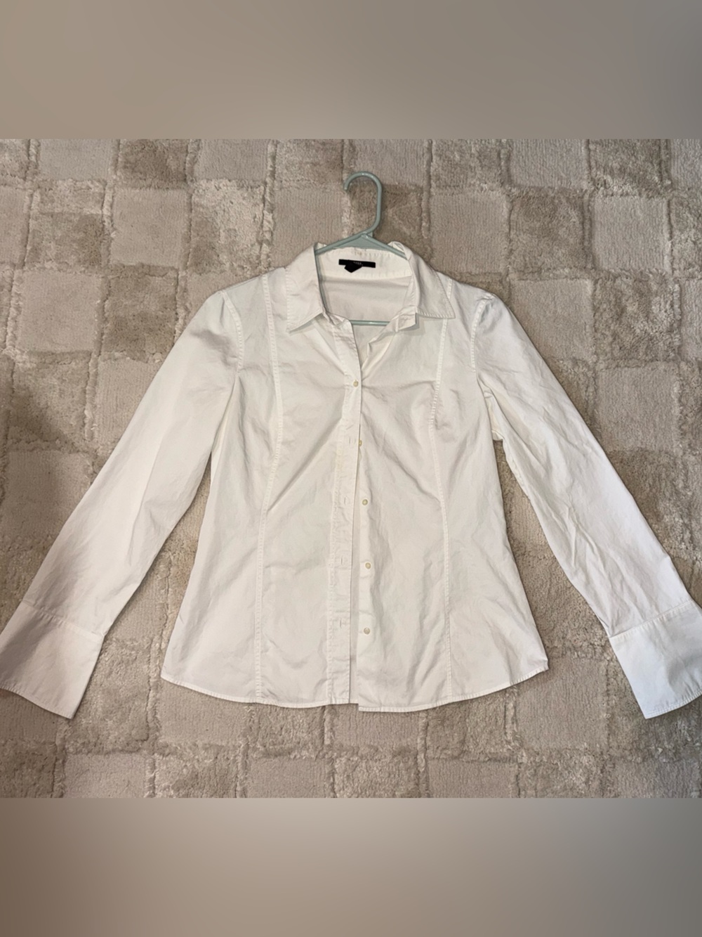 Hugo Boss Slim Fit Cotton Blend White Button Down Blouse Size S